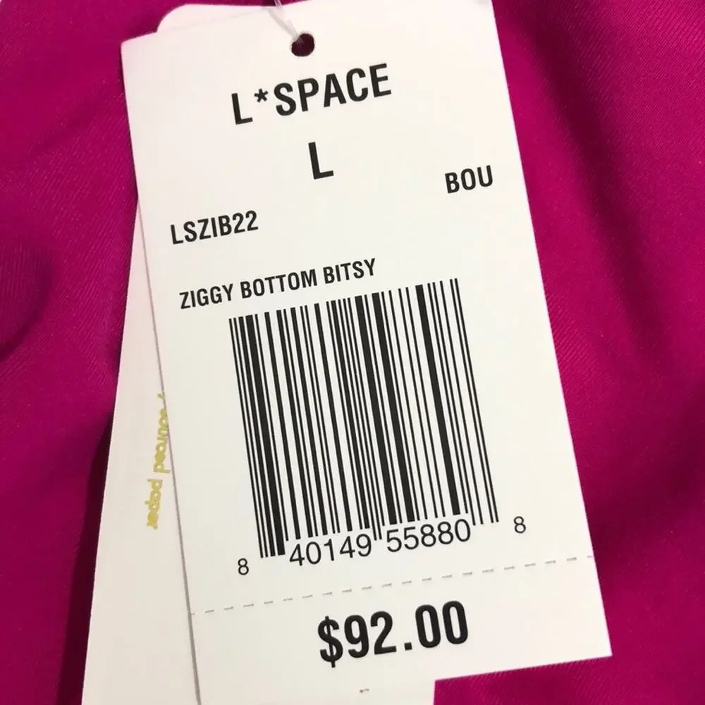 L*Space Ziggy Bikini Bottom in Bougainvillea Pink L NWT